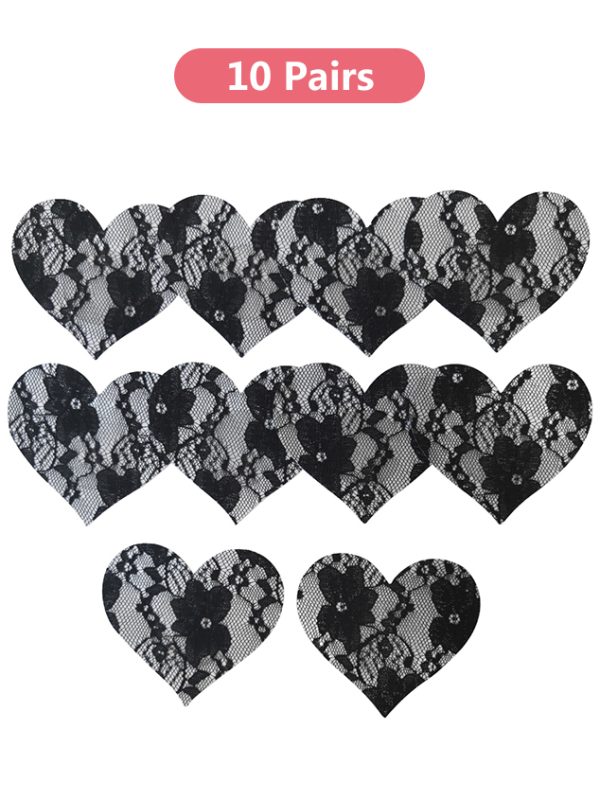 Elegant Ebony Lace Heart Nipple Veils